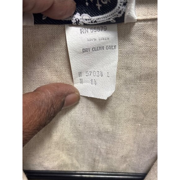 Mevisto Womens Beige Linen Button-Down Jacket With Pockets Size L - Picture 5 of 11